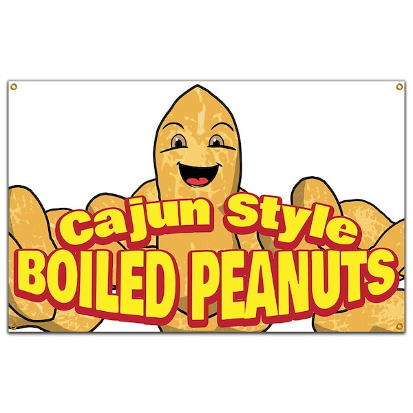 Signmission Cajun Style Boiled Peanuts Banner Concession Stand Food Truck Single Sided B-Cajun Style Boiled Peanuts19 - main